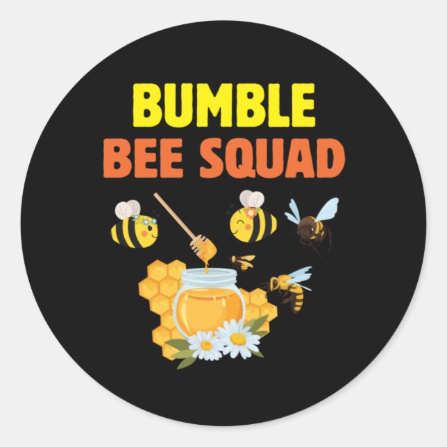 Pegatina Redonda Beekeeper Art Bumble Bee Squad 2 (Anverso)