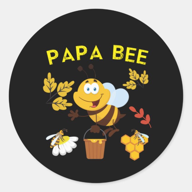 Pegatina Redonda Beekeeper Art Papa Bee (Anverso)