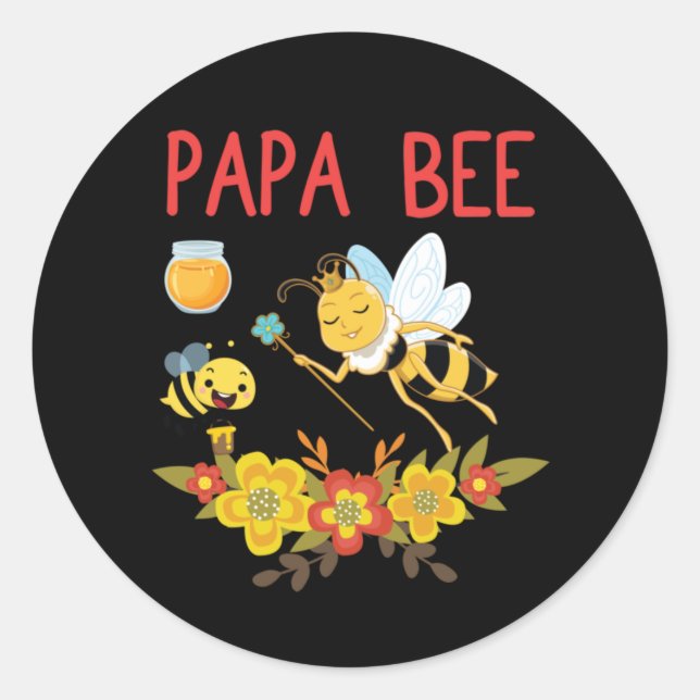 Pegatina Redonda Beekeeper Art Papa Bee 2 (Anverso)