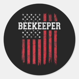 Pegatina Redonda Beekeeper Bandera Americana Usa Patriotic