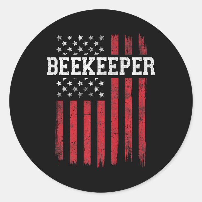 Pegatina Redonda Beekeeper Bandera Americana Usa Patriotic (Anverso)
