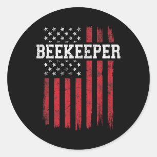 Pegatina Redonda Beekeeper Bandera Americana Usa Patriotic