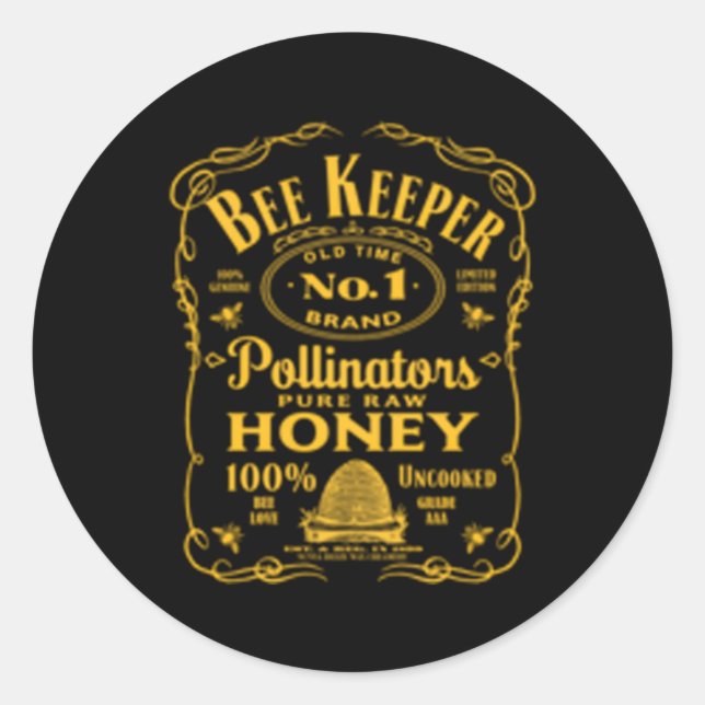 Pegatina Redonda Beekeeper Beekeeeg Old Time Honey (Anverso)