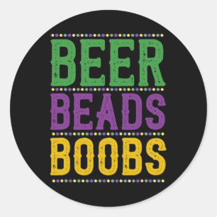 Pegatina Redonda Beer Beads Brenival Parade Gift Funny Mardi