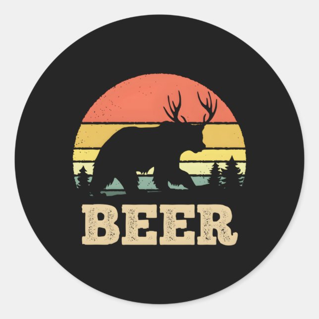 Pegatina Redonda Beer Bear Deer (Anverso)