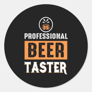 Pegatina Redonda Beer Drinker Profesional Beer Taster