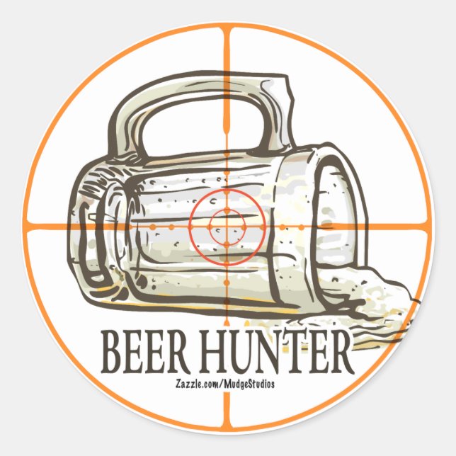 Pegatina Redonda Beer Hunter (Anverso)