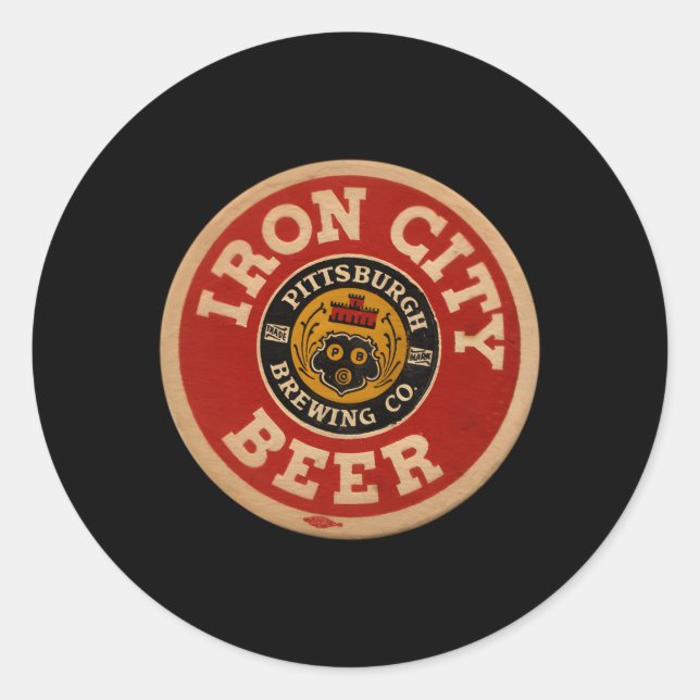 Pegatina Redonda Beer Irons City Pittsburgh Beer (Anverso)