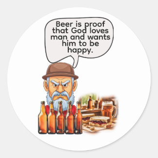 Pegatina Redonda Beer is proof that God loves man
