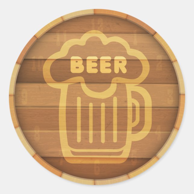 Pegatina Redonda Beer Keg (Anverso)