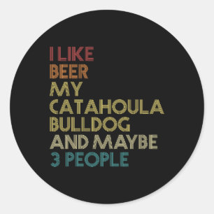 Pegatina Redonda Beer Lover, dueña de perros de Bulldog de Catahoul