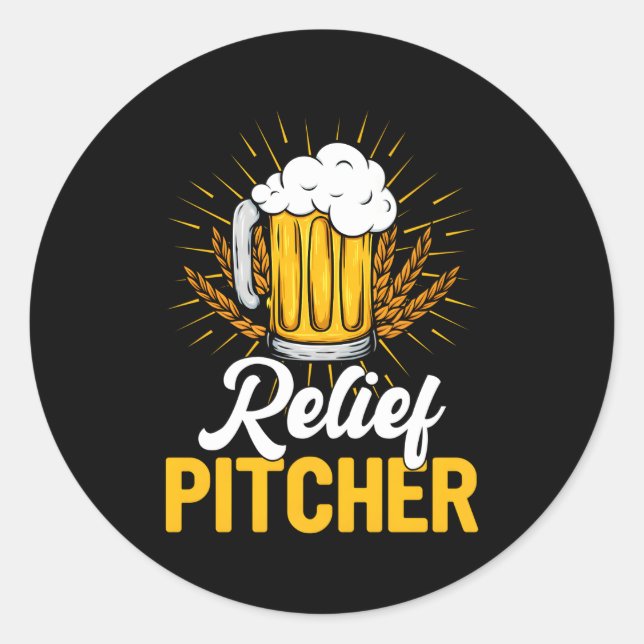 Pegatina Redonda Beer Pitcher Beer Beer Beer Bebeer Bebebeer (Anverso)