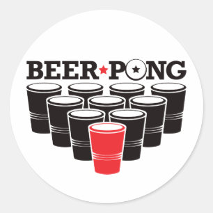 Pegatina Redonda Beer Pong Basic - Rojo