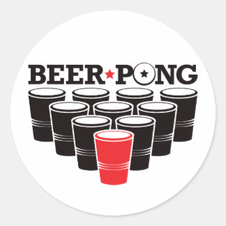 Pegatina Redonda Beer Pong Basic - Rojo