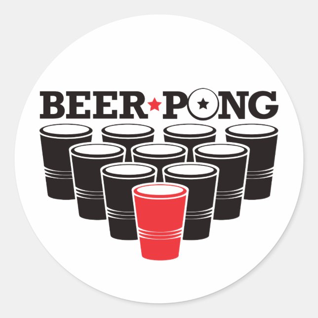 Pegatina Redonda Beer Pong Basic - Rojo (Anverso)