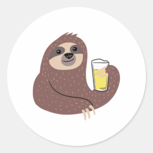Pegatina Redonda Beer Sloth