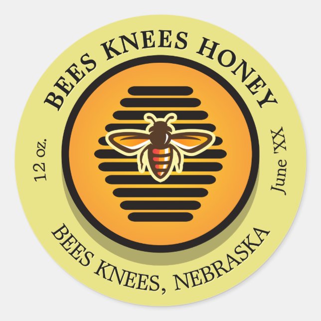 Pegatina Redonda Bees Knees Goldenrod Honey Jar Labels (Anverso)