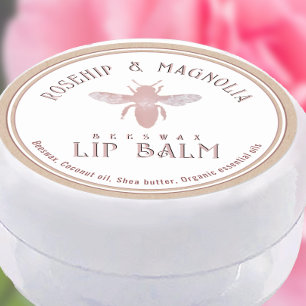 Pegatina Redonda Beeswax Lip Balm Elegante Reina Bee Kraft