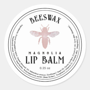 Pegatina Redonda Beeswax Lip Balm Queen Bee Pink Hexagon Border