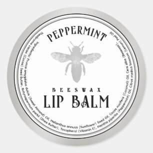 Pegatina Redonda Beeswax Peppermint Lip Balm Queen Bee Silver