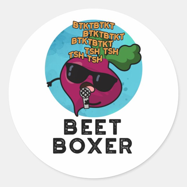 Pegatina Redonda Beet Boxer Funny Beet Pun (Anverso)