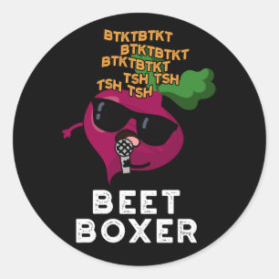 Pegatina Redonda Beet Boxer Funny Beet Pun Dark BG