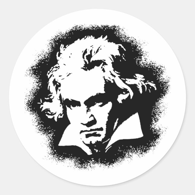 Pegatina Redonda Beethoven (Anverso)