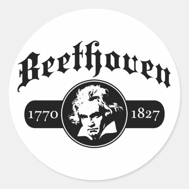 Pegatina Redonda Beethoven (Anverso)