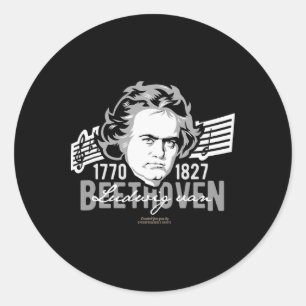 Pegatina Redonda Beethoven 1770-1827 250 cumpleaños Beethoven