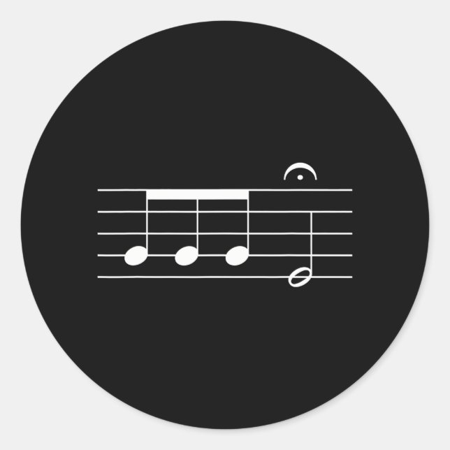 Pegatina Redonda Beethoven 5thymphony Notes Música clásica (Anverso)