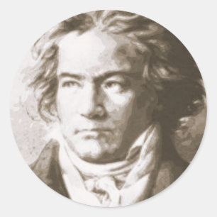 Pegatina Redonda Beethoven En Sepia