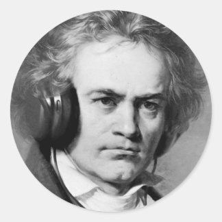 Pegatina Redonda Beethoven Rocks