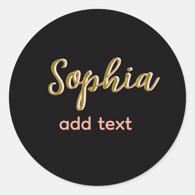 Pegatina Redonda beige añadir nombre chica jefe texto negro elegant (Anverso)