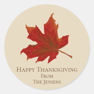 Pegatina Redonda Beige anaranjado de encargo y acción de gracias