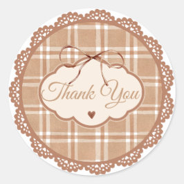 Pegatina Redonda Beige and Brown Retro Thank You Circle Sticker