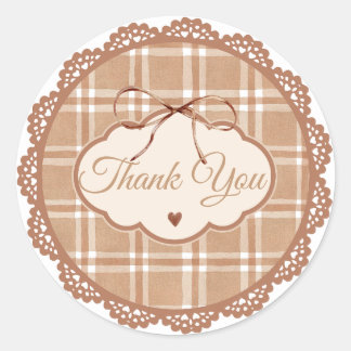Pegatina Redonda Beige and Brown Retro Thank You Circle Sticker