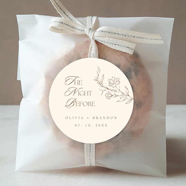 Pegatina Redonda Beige Boho Noche antes del ensayo Boda de la cena (Subido por el creador)