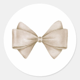 Pegatina Redonda Beige Bow Modern Boho Baby Shower