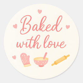 Pegatina Redonda Beige Hearts Baking Thank You Sticker