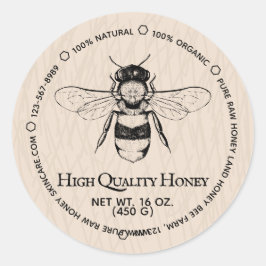 Pegatina Redonda Beige Honey Jar Boho Ivory Beving