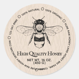 Pegatina Redonda Beige Honey Jar Boho Ivory Beving