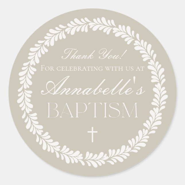 Pegatina Redonda Beige Talavera Tile Fiesta Española Baptismo Favor (Anverso)