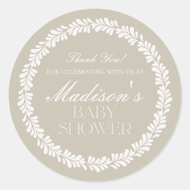 Pegatina Redonda Beige Talavera Tile Spanish Fiesta Baby Shower (Anverso)