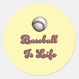 Pegatina Redonda Béisbol Antiguo Es Vida Letra Retro Atlético Enfer