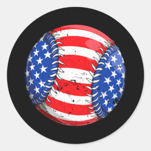 Pegatina Redonda Béisbol bandera americana 4 de julio chicos hombre