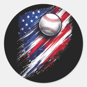 Pegatina Redonda Béisbol bandera americana niños niñas hombres muje