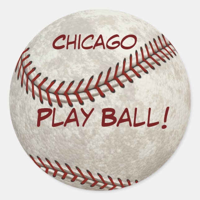 Pegatina Redonda Béisbol "bola de Chicago del juego!" Más (Anverso)