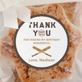 Pegatina Redonda Béisbol Boy Birthday Gracias