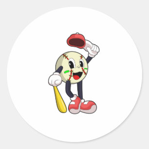 Pegatina Redonda Béisbol con bate de béisbol