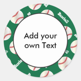 Pegatina Redonda Béisbol de fondo verde oscuro | Personalizar